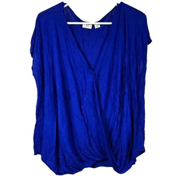 Cato Cobalt Blue Tee Super Soft Wrap Front Plus 22W-24W Jersey Knit Top 3X 22/24 - Picture 1 of 8